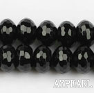 black agate beads,8*12mm abacus,faceted,Grade A ,Sold per 15.75-inch strands