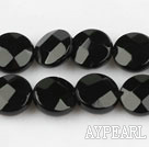 black agate beads,4*8*8mm flat oval,faceted,Grade A ,Sold per 15.75-inch strands