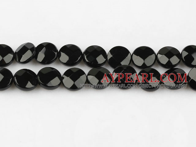 black agate beads,4*8*8mm flat oval,faceted,Grade A ,Sold per 15.75-inch strands
