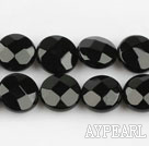 black agate beads,5*10*10mm flat oval,faceted,Grade A ,Sold per 15.75-inch strands