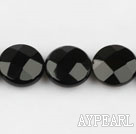 black agate beads,7*14*14mm flat oval,faceted,Grade A ,Sold per 15.35-inch strands