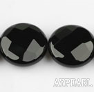 black agate beads,8*20*20mm flat oval,faceted,Grade A ,Sold per 15.75-inch strands