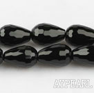 black agate beads,8*12mm teardrop,faceted,Grade A ,Sold per 15.75-inch strands
