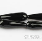 black agate beads,10*30mm teardrop,faceted,Grade A ,Sold per 15.35-inch strands