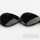 black agate beads,8*22*30mm flat teardrop,faceted,Grade A ,sold per 14.96-inch strand