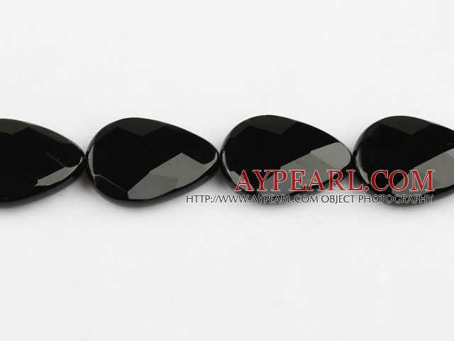 black agate beads,8*22*30mm flat teardrop,faceted,Grade A ,sold per 14.96-inch strand