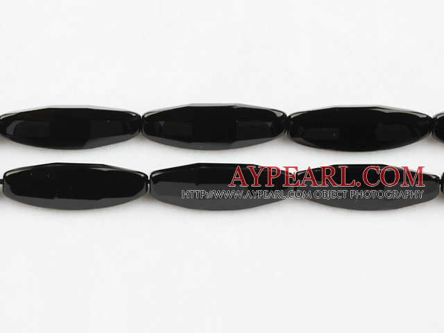black agate beads,8*35mm solid triangle ,faceted,Grade A ,Sold per 15.75-inch strands