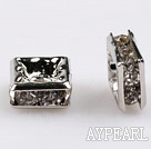 rhinestone beads,6*6mm square,silver,sold per pkg of 100