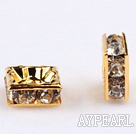 rhinestone beads,8*8mm square,golden,sold per pkg of 100