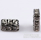 rhinestone beads,10*10mm square,ancient silver,sold per PKG of 100