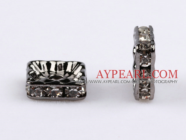 rhinestone beads,10*10mm square,ancient silver,sold per PKG of 100