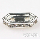 Beads,alloy and rhinestone,color,4.5*11mm 2-strand  bridge spacer. Sold per pkg of 100.
