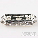 Beads,alloy and rhinestone,clear,3-strand mm bridge spacer. Sold per pkg of 100.