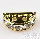 Beads,alloy and rhinestone,color,7.5*12.5mm 2-strand half-round bridge spacer. Sold per pkg of 100.