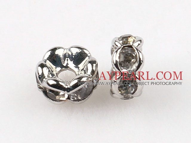A Rhinestone Spacer Beads,4mm,with silver wave lace,sold per Pkg of 100