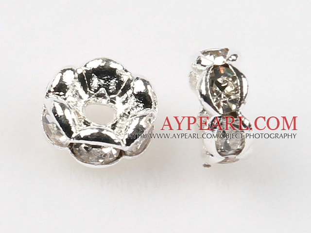 A Rhinestone Spacer Beads,5mm,with silver wave lace,sold per Pkg of 100