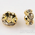 A Rhinestone Spacer Beads,5mm,with golden wave lace,sold per Pkg of 100