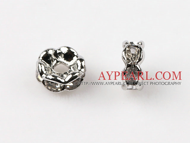 A Rhinestone Spacer Beads,6mm,with silver wave lace,sold per Pkg of 100