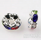 A Rhinestone Spacer Beads,6mm,multi color, with silver wave lace,sold per Pkg of 100