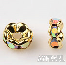 A Rhinestone Spacer Beads,6mm,multi color, with golden wave lace,sold per Pkg of 100