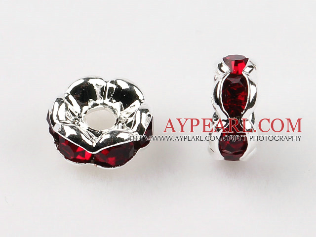 A Rhinestone Spacer Beads,6mm,red, with golden wave lace,sold per Pkg of 100