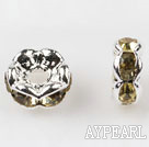 A Rhinestone Spacer Beads,6mm,kelly,with silver wave lace,sold per Pkg of 100