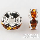 A Rhinestone Spacer Beads,6mm,orange,with silver wave lace,sold per Pkg of 100