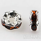 A Rhinestone Spacer Beads,6mm,brown,with silver wave lace,sold per Pkg of 100