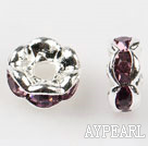 A Rhinestone Spacer Beads,6mm,purple,with silver wave lace,sold per Pkg of 100