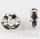 A Rhinestone Spacer Beads,6mm,white,with silver wave lace,sold per Pkg of 100