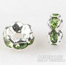 A Rhinestone Spacer Beads,6mm,grass green,with silver wave lace,sold per Pkg of 100