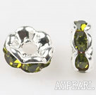 A Rhinestone Spacer Beads,6mm,yellow,with silver wave lace,sold per Pkg of 100