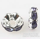 A Rhinestone Spacer Beads,6mm,putple,with silver wave lace,sold per Pkg of 100