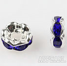 A Rhinestone Spacer Beads,6mm,blue,with silver wave lace,sold per Pkg of 100