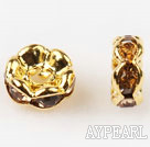 A Rhinestone Spacer Beads,6mm,gamboge, with golden wave lace,sold per Pkg of 100