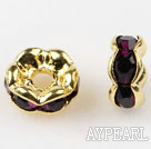 A Rhinestone Spacer Beads,6mm,purple, with golden wave lace,sold per Pkg of 100