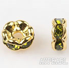 A Rhinestone Spacer Beads,6mm,kelly, with golden wave lace,sold per Pkg of 100