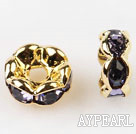 A Rhinestone Spacer Beads,6mm,purple, with golden wave lace,sold per Pkg of 100