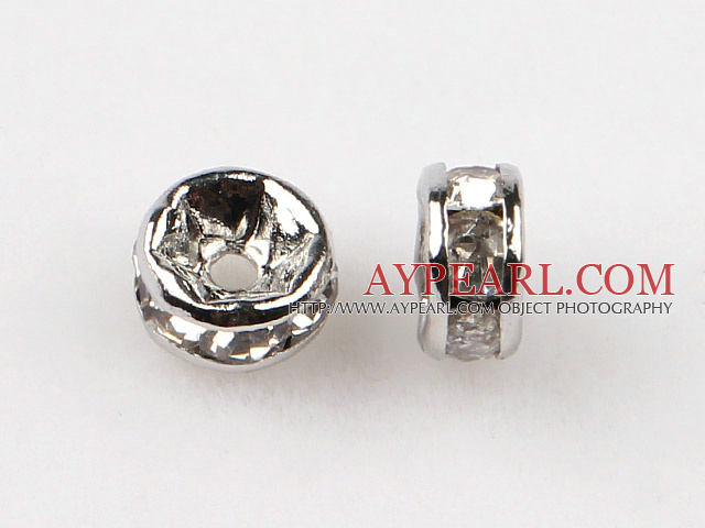 A Rhinestone Spacer Beads,4mm,with silver round lace,sold per Pkg of 100