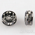 A Rhinestone Spacer Beads,4mm,white,with tungsten steel color round lace,sold per Pkg of 100