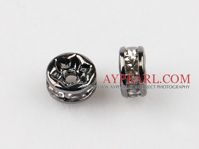 A Rhinestone Spacer Beads,5mm,white,with tungsten steel color round lace,sold per Pkg of 100