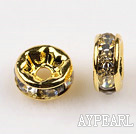 A Rhinestone Spacer Beads,6mm,with golden round lace,sold per Pkg of 100