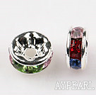 A Rhinestone Spacer Beads,6mm,multi color, with silver round lace,sold per Pkg of 100