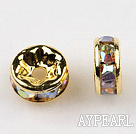 A Rhinestone Spacer Beads,6mm,multi color, with golden round lace,sold per Pkg of 100