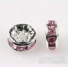 A Rhinestone Spacer Beads,6mm,pink, with silver round lace,sold per Pkg of 100