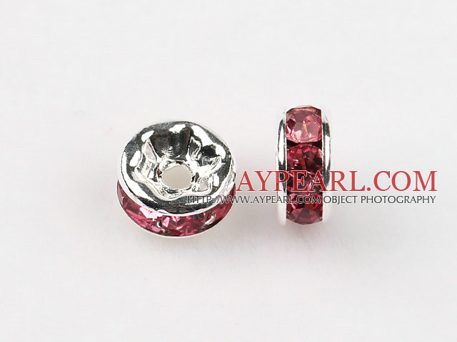 A Rhinestone Spacer Beads,6mm,rose, with silver round lace,sold per Pkg of 100
