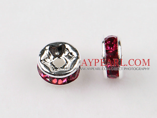 A Rhinestone Spacer Beads,6mm,red, with silver round lace,sold per Pkg of 100