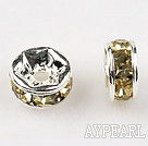 A Rhinestone Spacer Beads,6mm,yellow, with silver round lace,sold per Pkg of 100