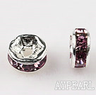 A Rhinestone Spacer Beads,6mm,violet, with silver round lace,sold per Pkg of 100