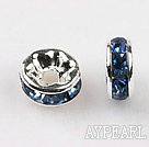A Rhinestone Spacer Beads,6mm,cyan, with silver round lace,sold per Pkg of 100